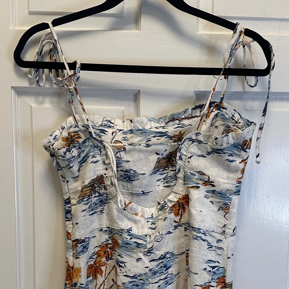 Free People Women's Size‎ 2 Blue and Orange Floral Midi Dress
